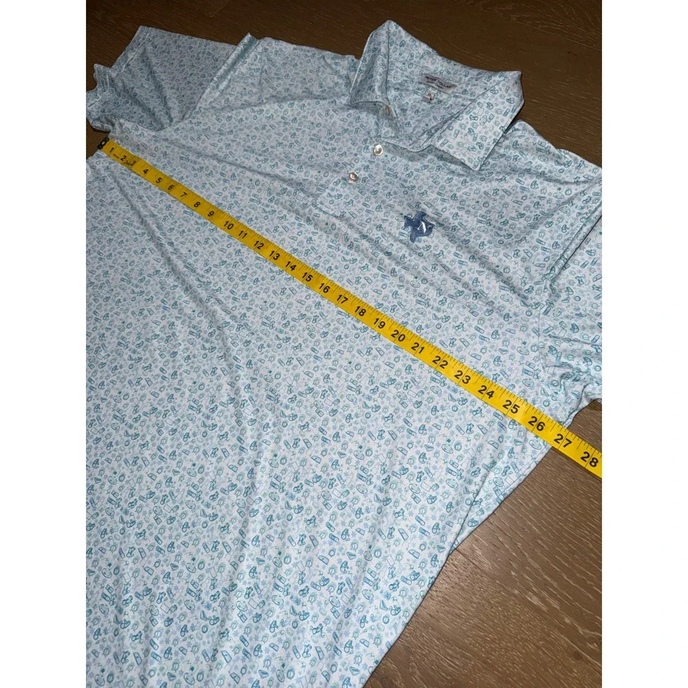 Peter Millar Summer Comfort Texas Polo Shirt XL Blue White Novelty Print Mens - Picture 8 of 8